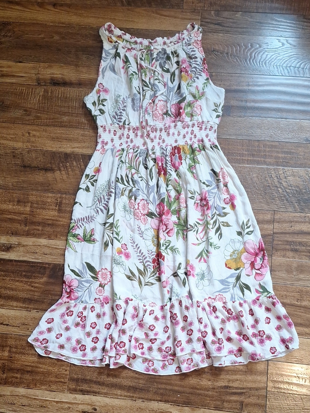 Bila White Floral Cottegecore Summer Brunch Sundress, Medium